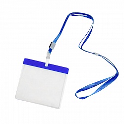 Ланъярд с держателем для бейджа; синий; 11,2х48,5х0,5 см; полиэстер, пластик