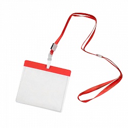 Ланъярд с держателем для бейджа; красный; 11,2х48,5х0,5 см; полиэстер, пластик