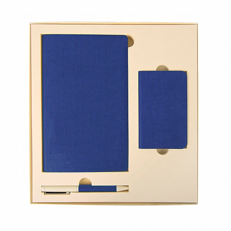 Набор подарочный PROVENCE; Универсальный аккумулятор(4000мАh), блокнот и ручка; синий, шт