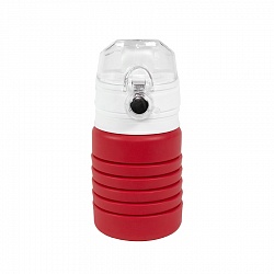 Бутылка для воды складная с карабином SPRING; 550/250 мл, силикон, красная