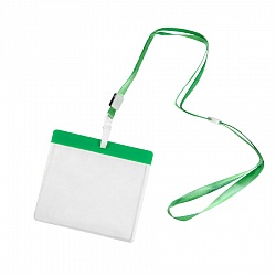 Ланъярд с держателем для бейджа; зеленый; 11,2х48,5х0,5 см; полиэстер, пластик