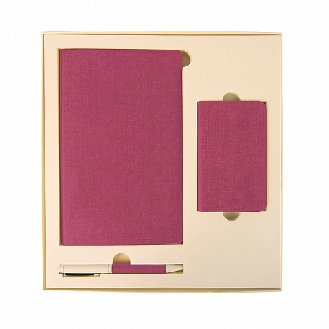 Набор подарочный PROVENCE; Универсальный аккумулятор(4000мАh), блокнот и ручка; розовый, шт
