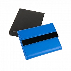 Футляр для карт; 20 кармашков; синий; 10,7х8,5х1,8 см; иск. кожа, металл