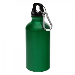 Бутылка для воды "Mento", алюминиевая, с карабином, 400 мл., зеленый