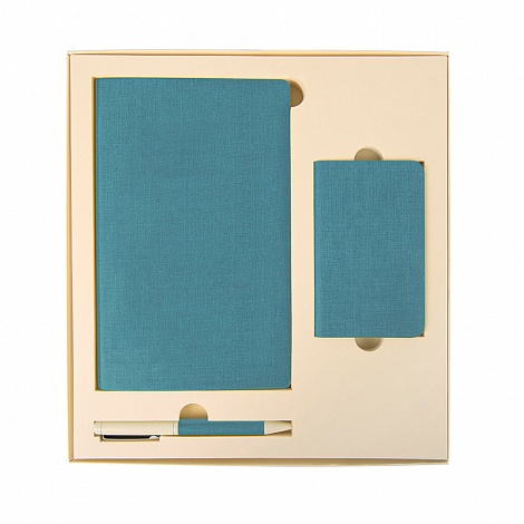 Набор подарочный PROVENCE; Универсальный аккумулятор(4000мАh), блокнот и ручка; голубой, шт